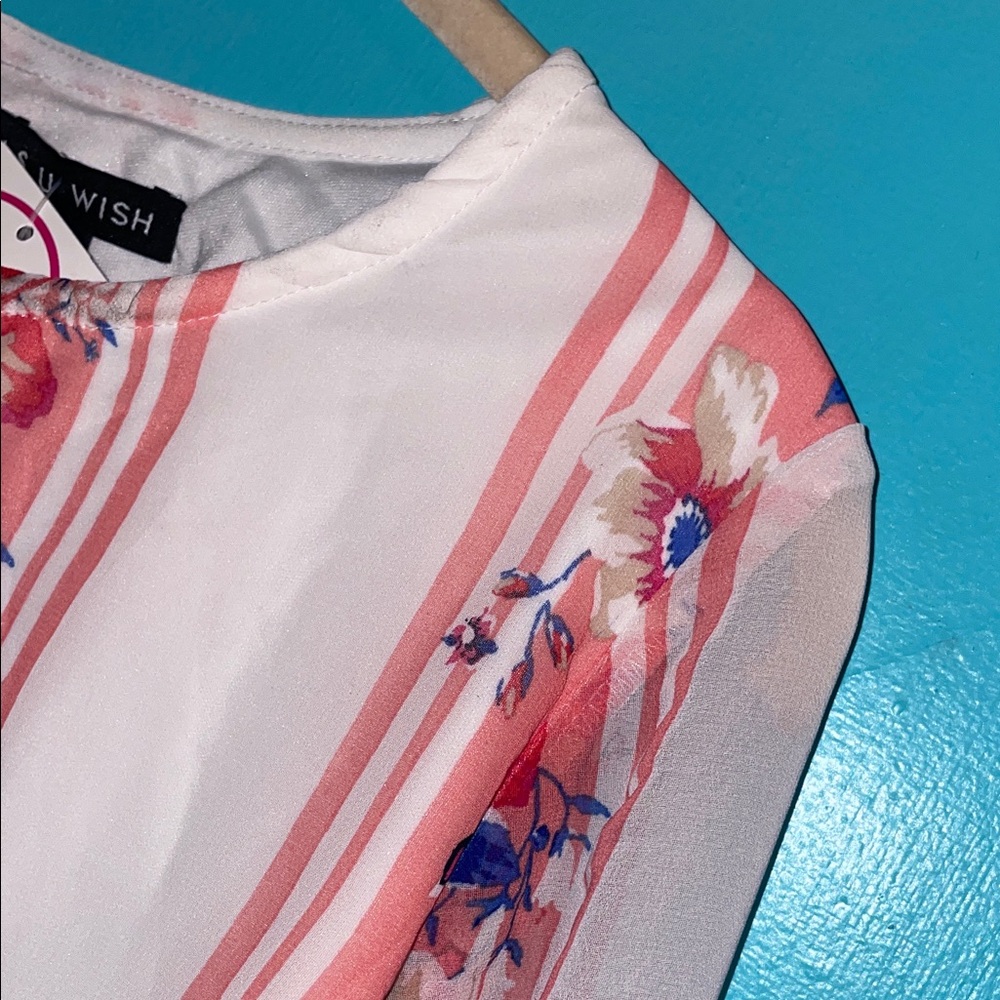 As U Wish Pink and White Floral baby dolls women’s dress